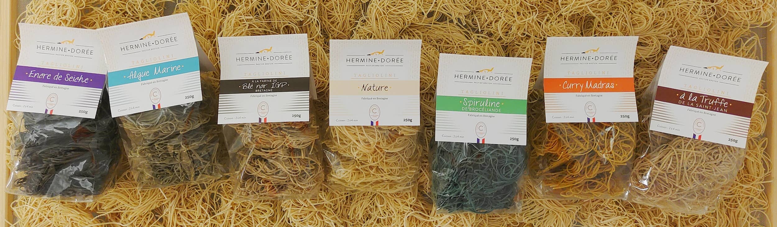 Tagliolini makaronai su spirulina „Hermine Dorée“, 250 g